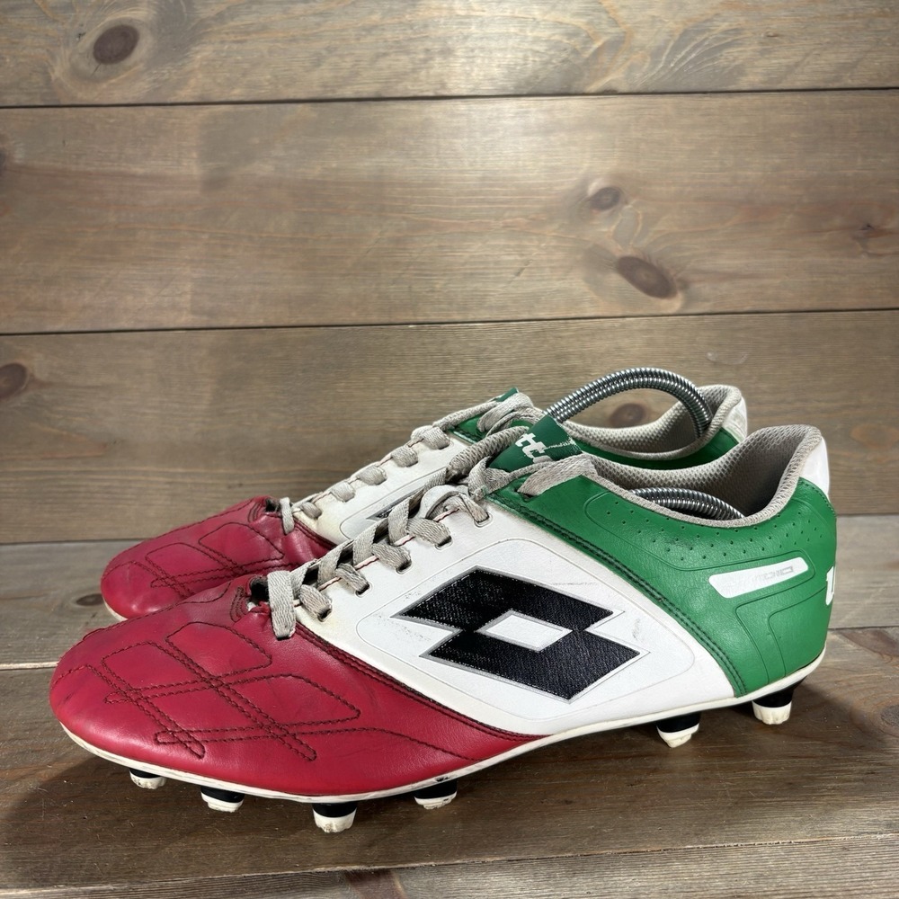 lotto stadio potenza II 100 mens size 12 soccer cleats green white red athletic